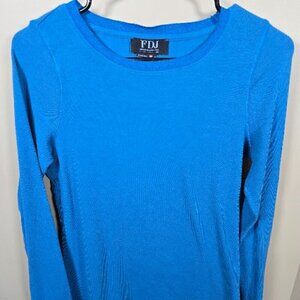 FDJ Women's Crew Neck Long Sleeve Top with Sparkle Trim Size Small